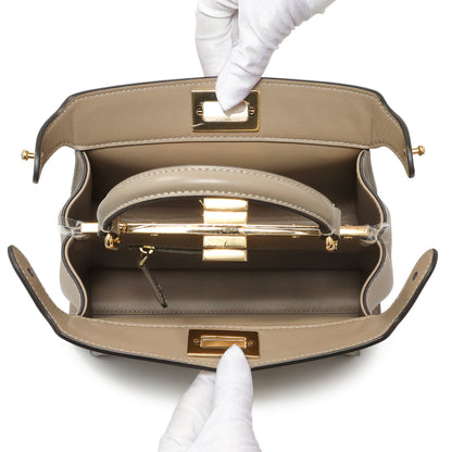 Exclusive Fendi Grey Nappa Pocket Mini Peekaboo Iconic Satchel — Top View