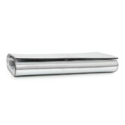 Exclusive Saint Laurent Metallic Silver Belle De Jour Large Clutch — Back View