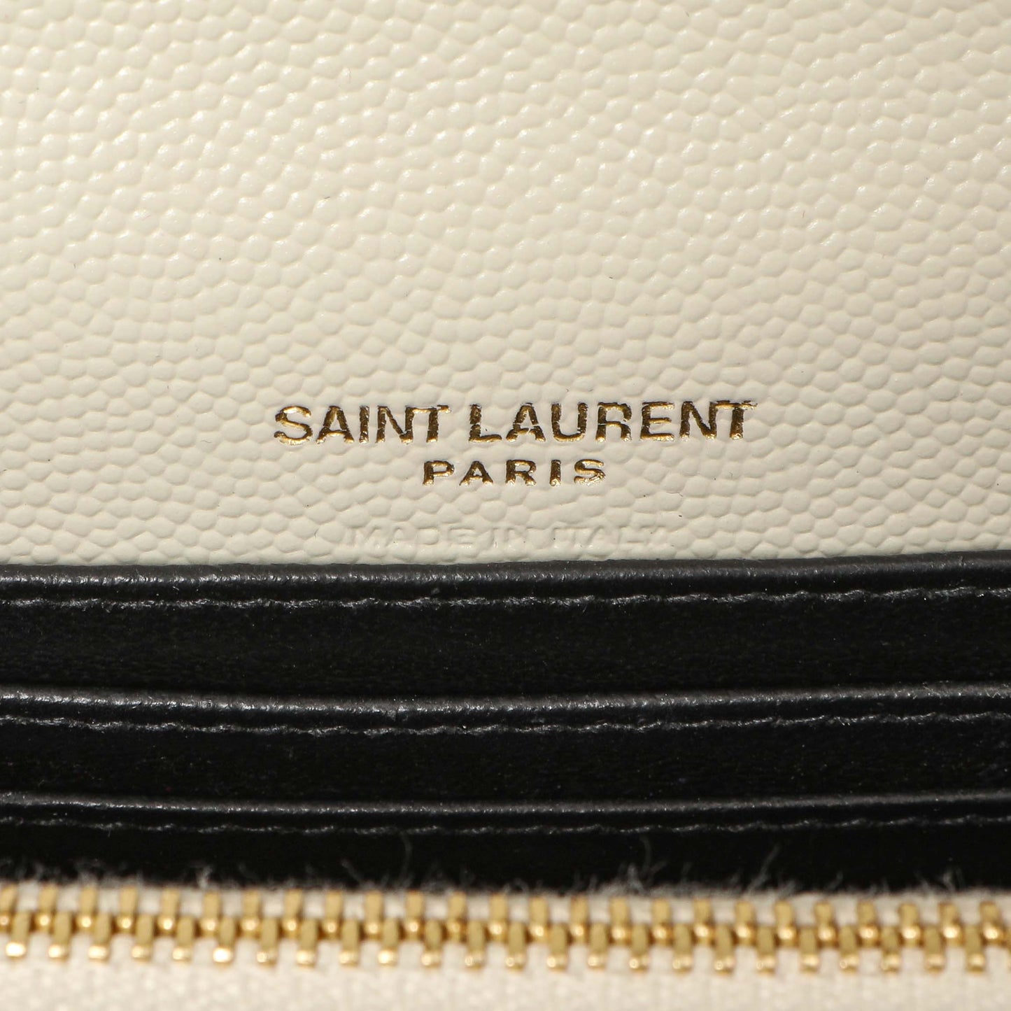 Exclusive Saint Laurent White Grain De Poudre Monogram Kate Belt Bag — Detail View