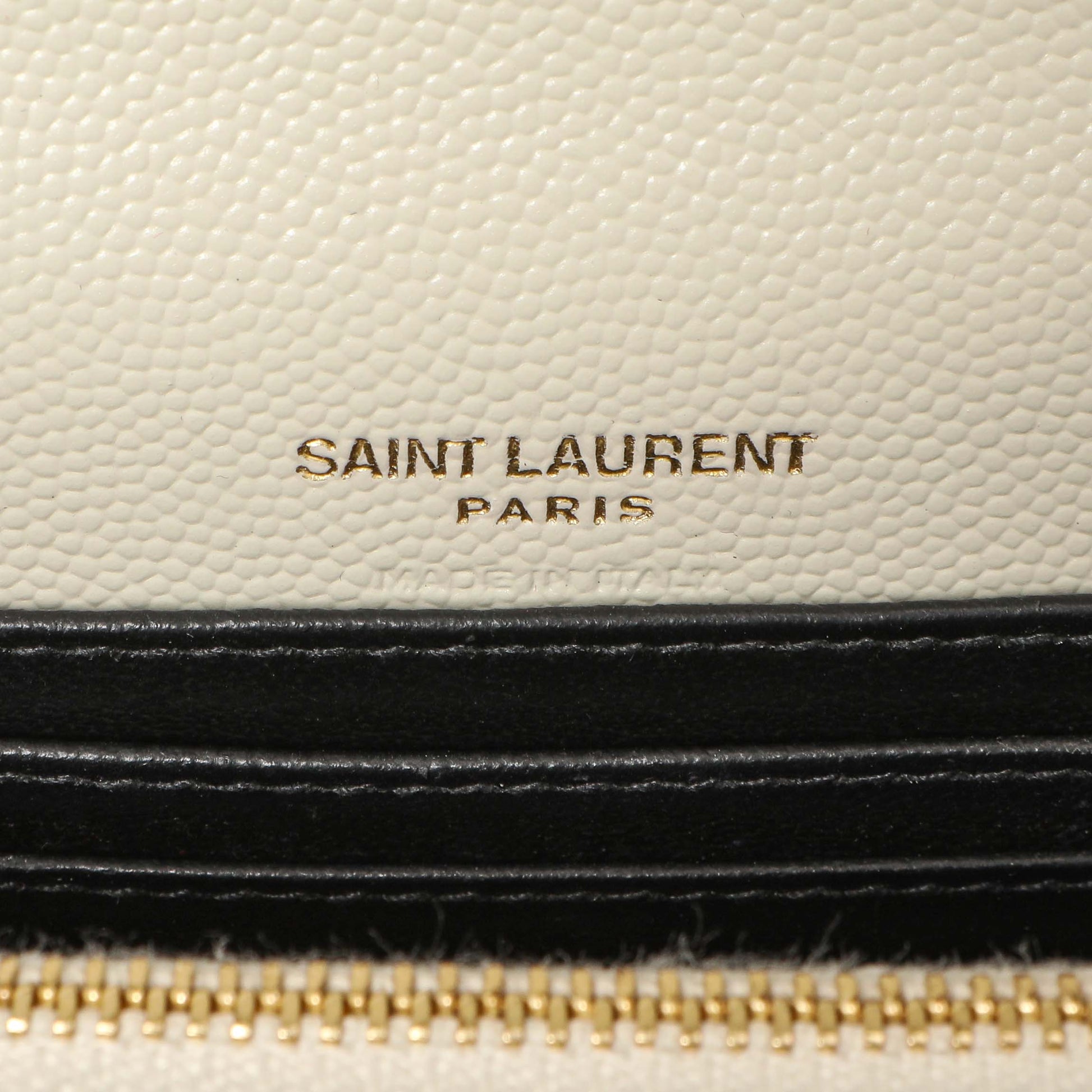 Exclusive Saint Laurent White Grain De Poudre Monogram Kate Belt Bag — Detail View