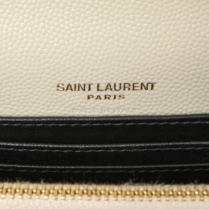 Exclusive Saint Laurent White Grain De Poudre Monogram Kate Belt Bag — Detail View