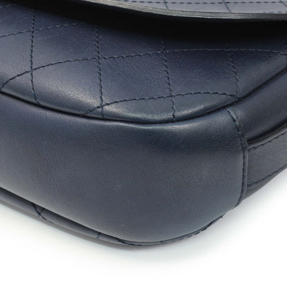 Exclusive Chanel Blue Calfskin Stitched Messenger Flap Bag — Detail View