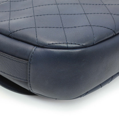 Exclusive Chanel Blue Calfskin Stitched Messenger Flap Bag — Lifestyle View