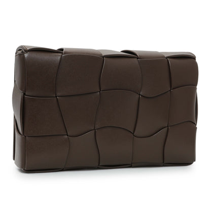 Exclusive Bottega Veneta Brown Lambskin Maxi Urban Wave Intrecciato Cassette Crossbody Bag — Side View