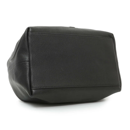 Exclusive Jimmy Choo Black Nappa Leather Juno Solid Drawstring Bucket Bag — Back View