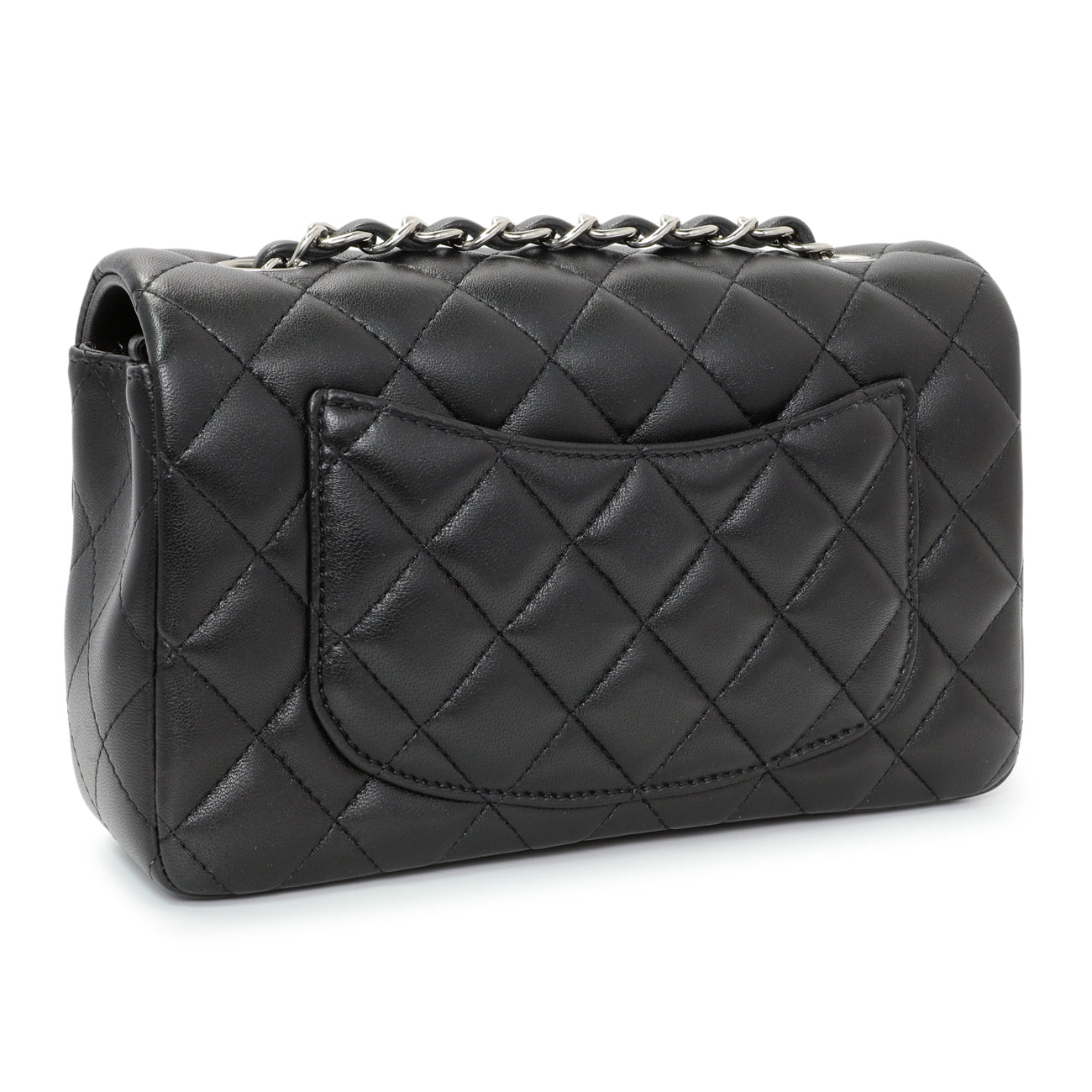 Exclusive Chanel Black Quilted Lambskin Mini Rectangular Flap — Side View