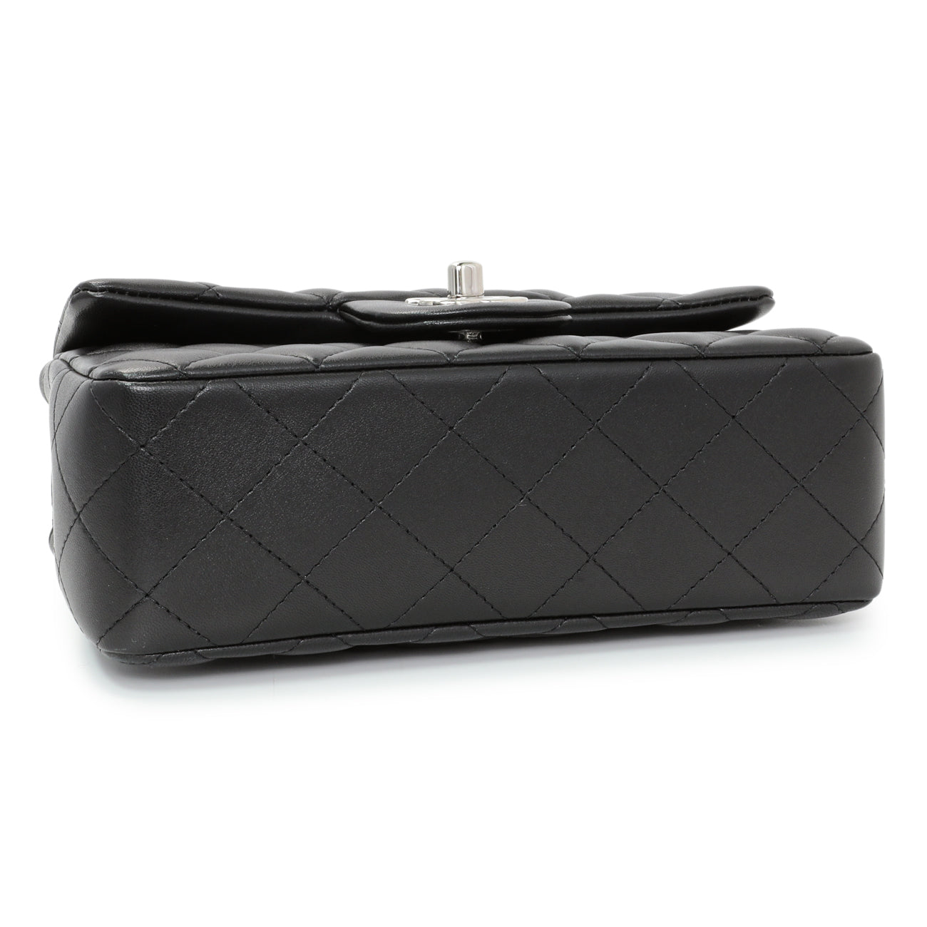 Exclusive Chanel Black Quilted Lambskin Mini Rectangular Flap — Back View