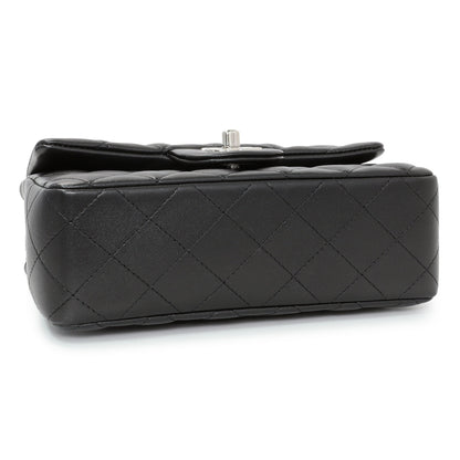 Exclusive Chanel Black Quilted Lambskin Mini Rectangular Flap — Back View