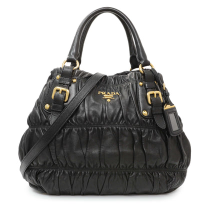 Exclusive Prada Black Nappa Leather Gaufre Tote — Front View
