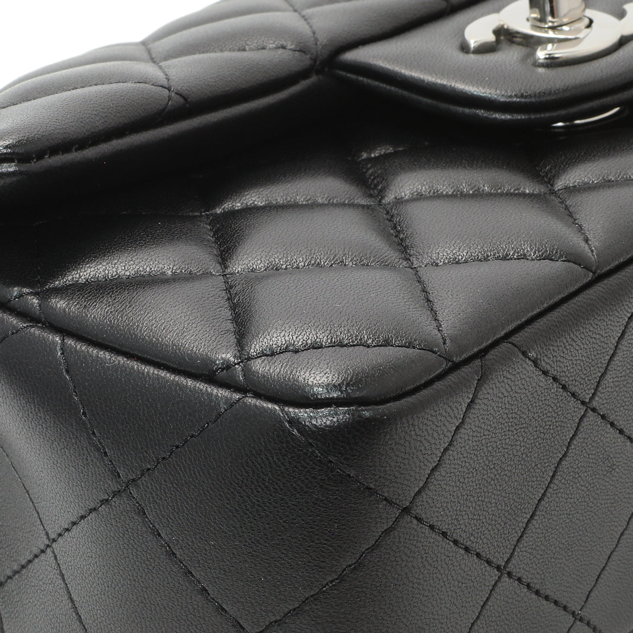 Exclusive Chanel Black Quilted Lambskin Mini Rectangular Flap — Top View