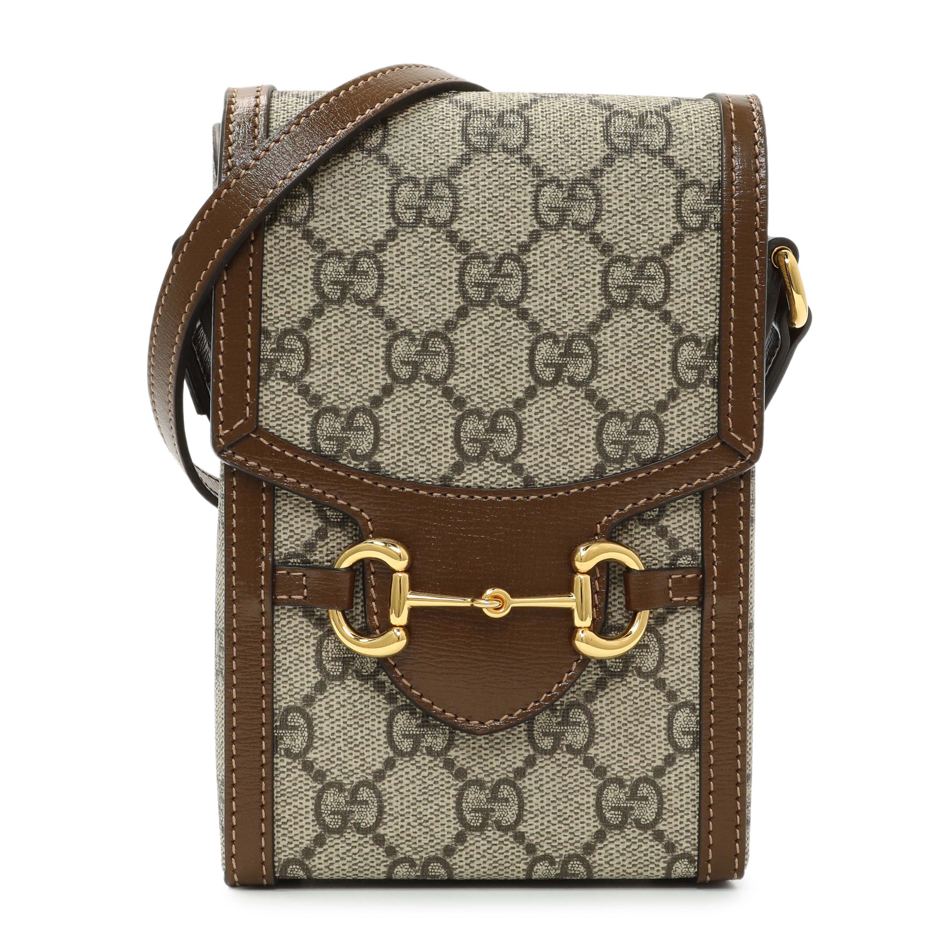 Exclusive Gucci GG Supreme Monogram Mini Horsebit 1955 Shoulder Bag — Front View