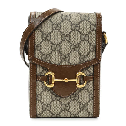 Exclusive Gucci GG Supreme Monogram Mini Horsebit 1955 Shoulder Bag — Front View