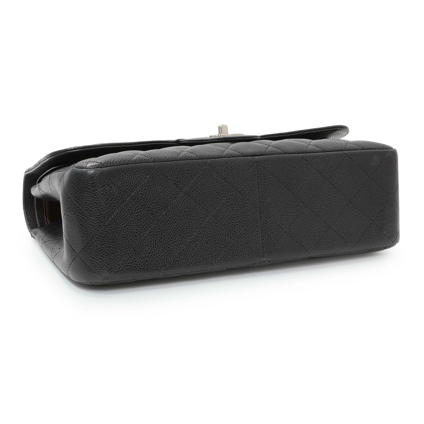 Exclusive Chanel Black Quilted Caviar Jumbo Double Flap — Back View