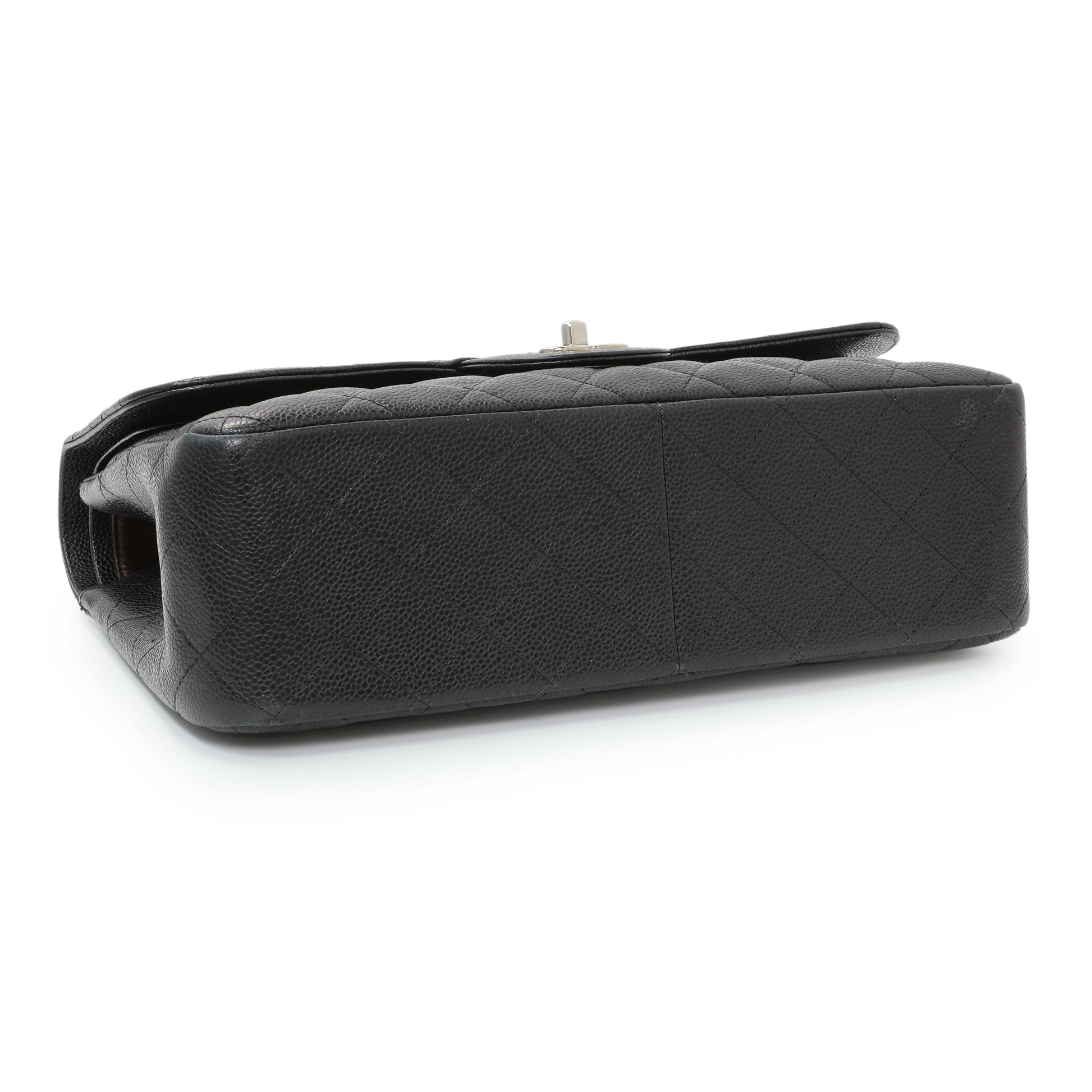 Exclusive Chanel Black Quilted Caviar Jumbo Double Flap — Back View