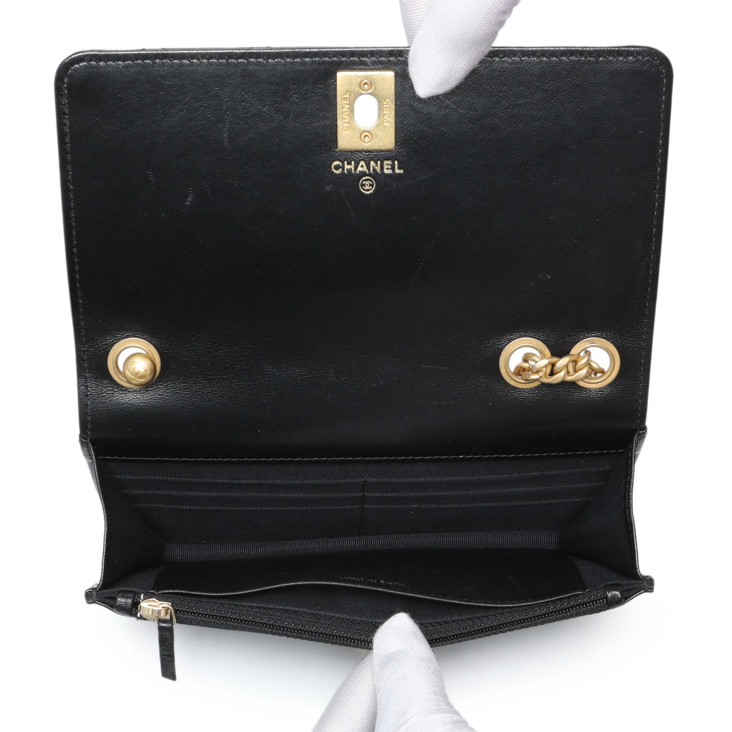 Exclusive Chanel Black Lambskin Quilted Pillow Crush Adjustable Chain Wallet On Chain — Alternate View 10