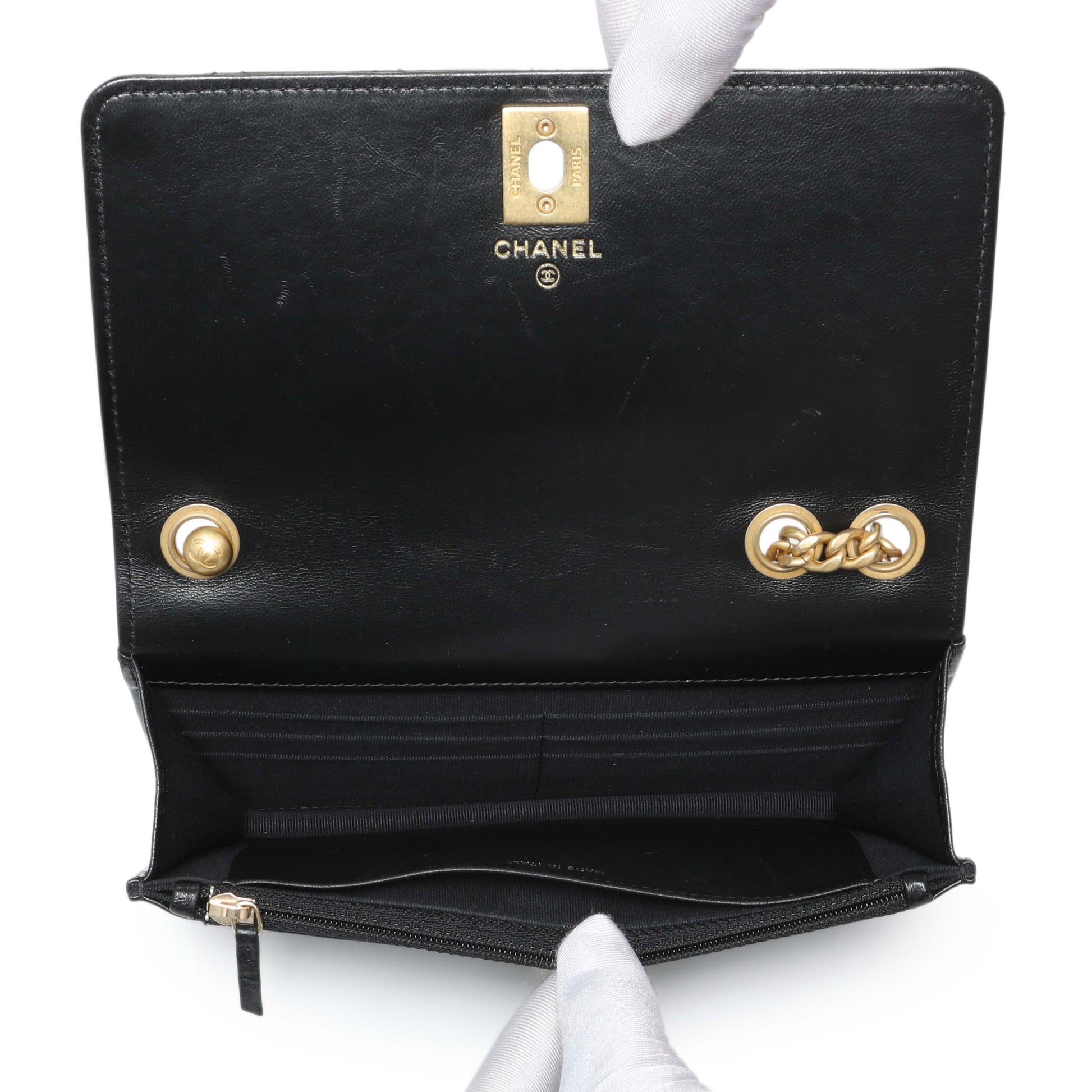 Exclusive Chanel Black Lambskin Quilted Pillow Crush Adjustable Chain Wallet On Chain — Alternate View 10