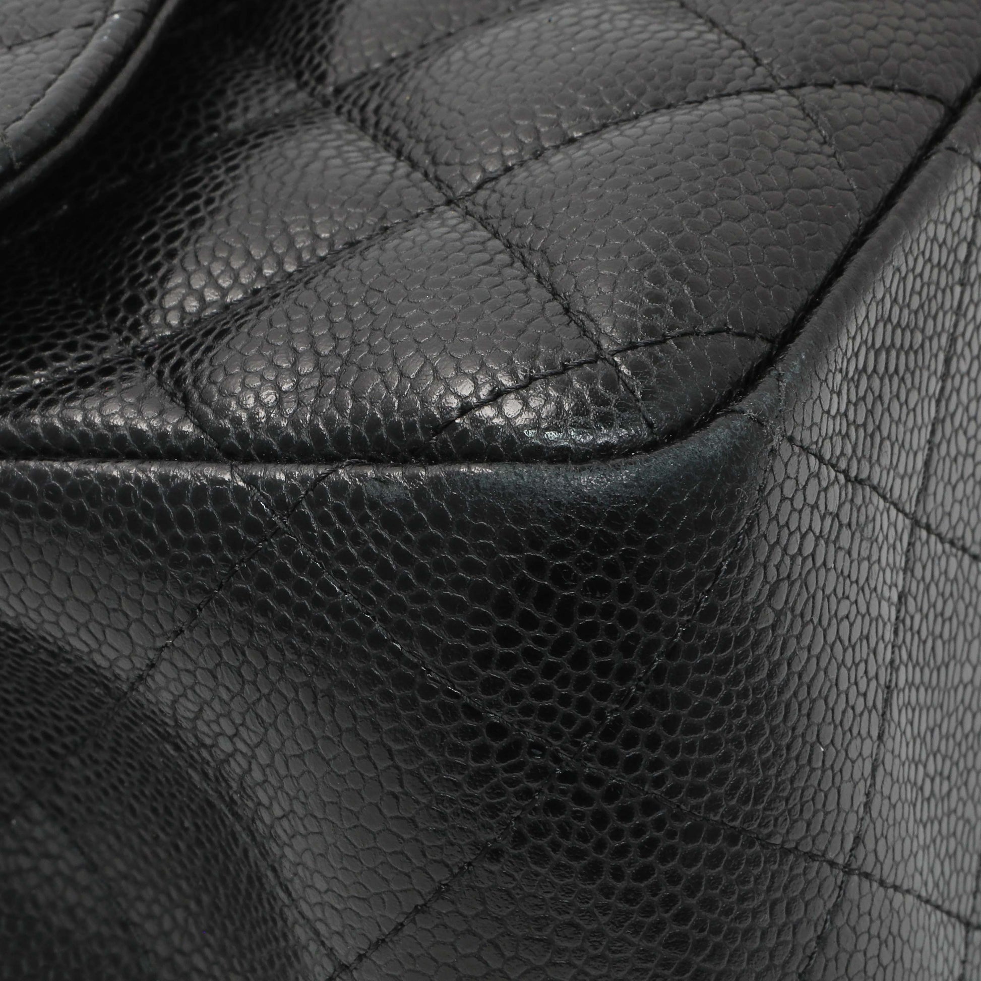 Exclusive Chanel Black Quilted Caviar Jumbo Double Flap — Top View