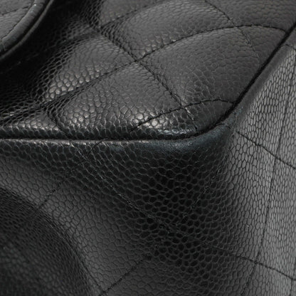 Exclusive Chanel Black Quilted Caviar Jumbo Double Flap — Top View