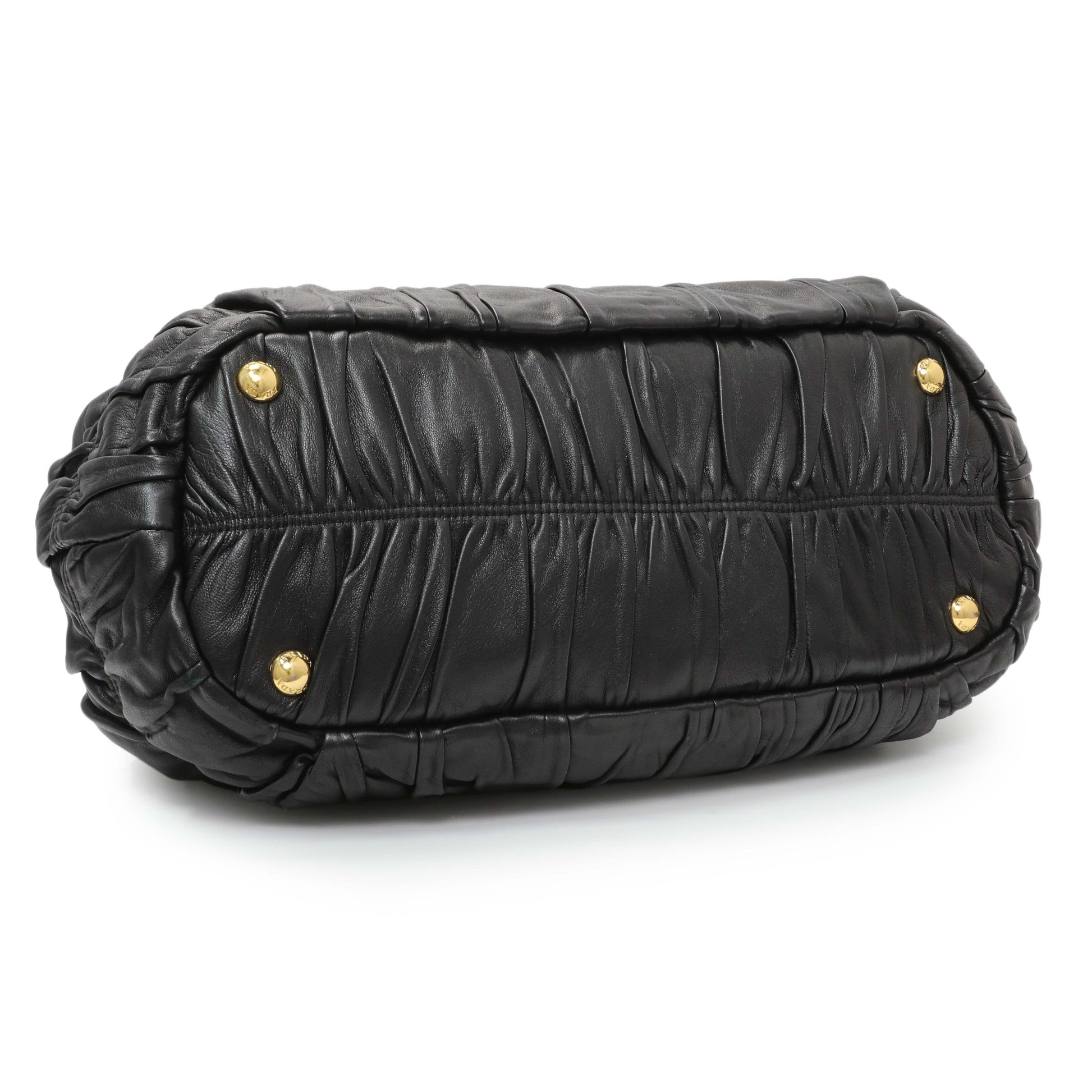 Exclusive Prada Black Nappa Leather Gaufre Tote — Back View
