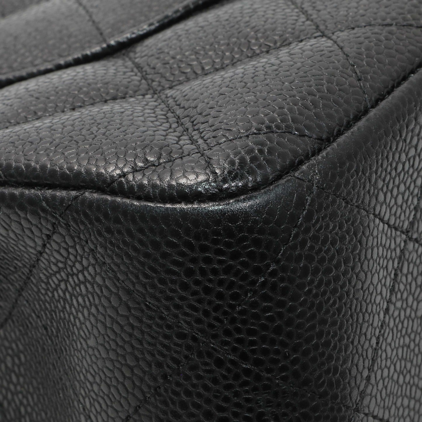 Exclusive Chanel Black Quilted Caviar Jumbo Double Flap — Lifestyle View