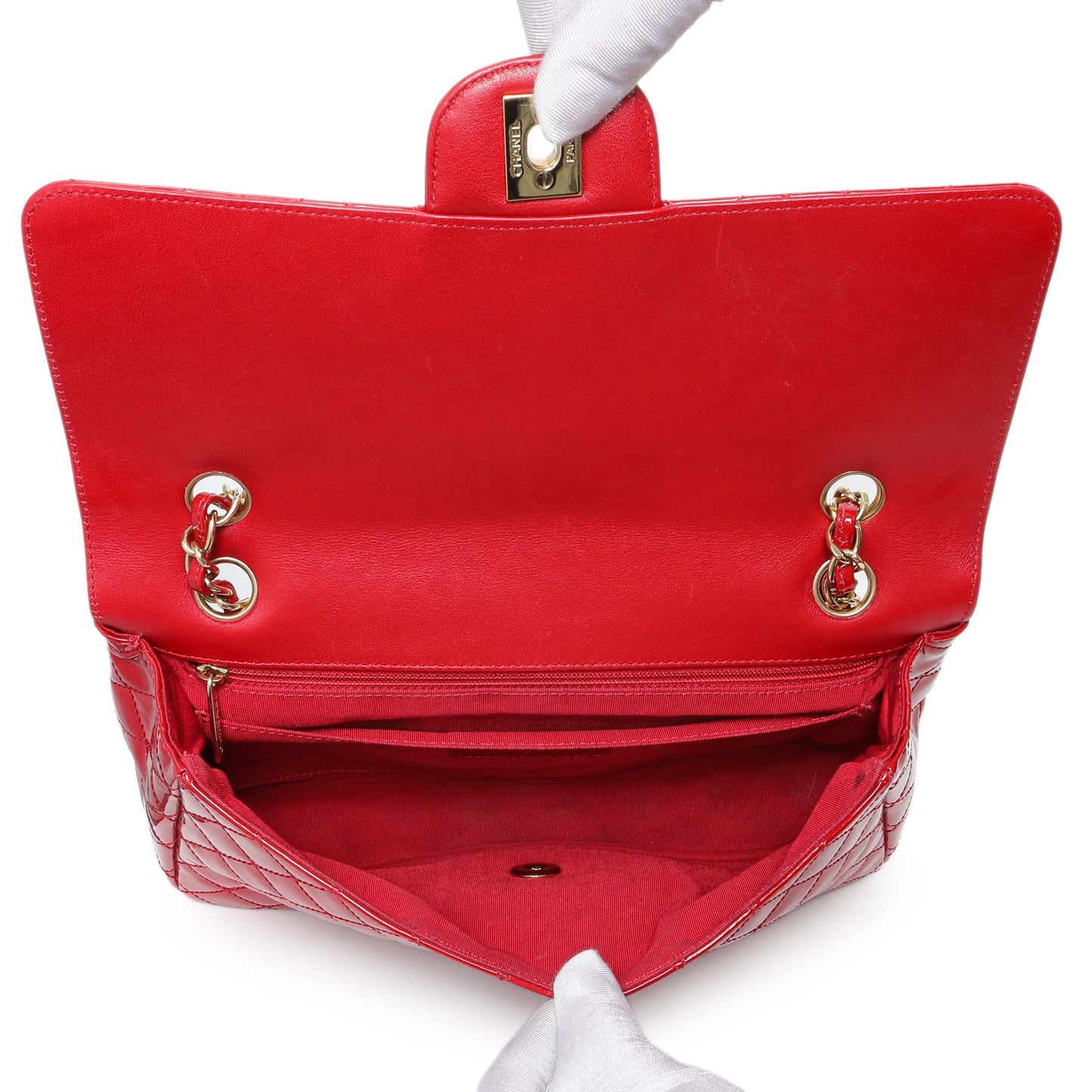 Exclusive Chanel Red Patent Quilted Valentine Flap — Alternate View 8