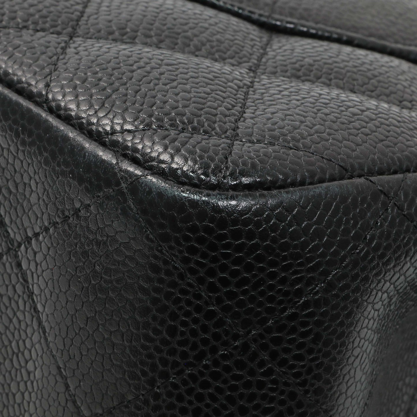 Exclusive Chanel Black Quilted Caviar Jumbo Double Flap — Alternate View 7