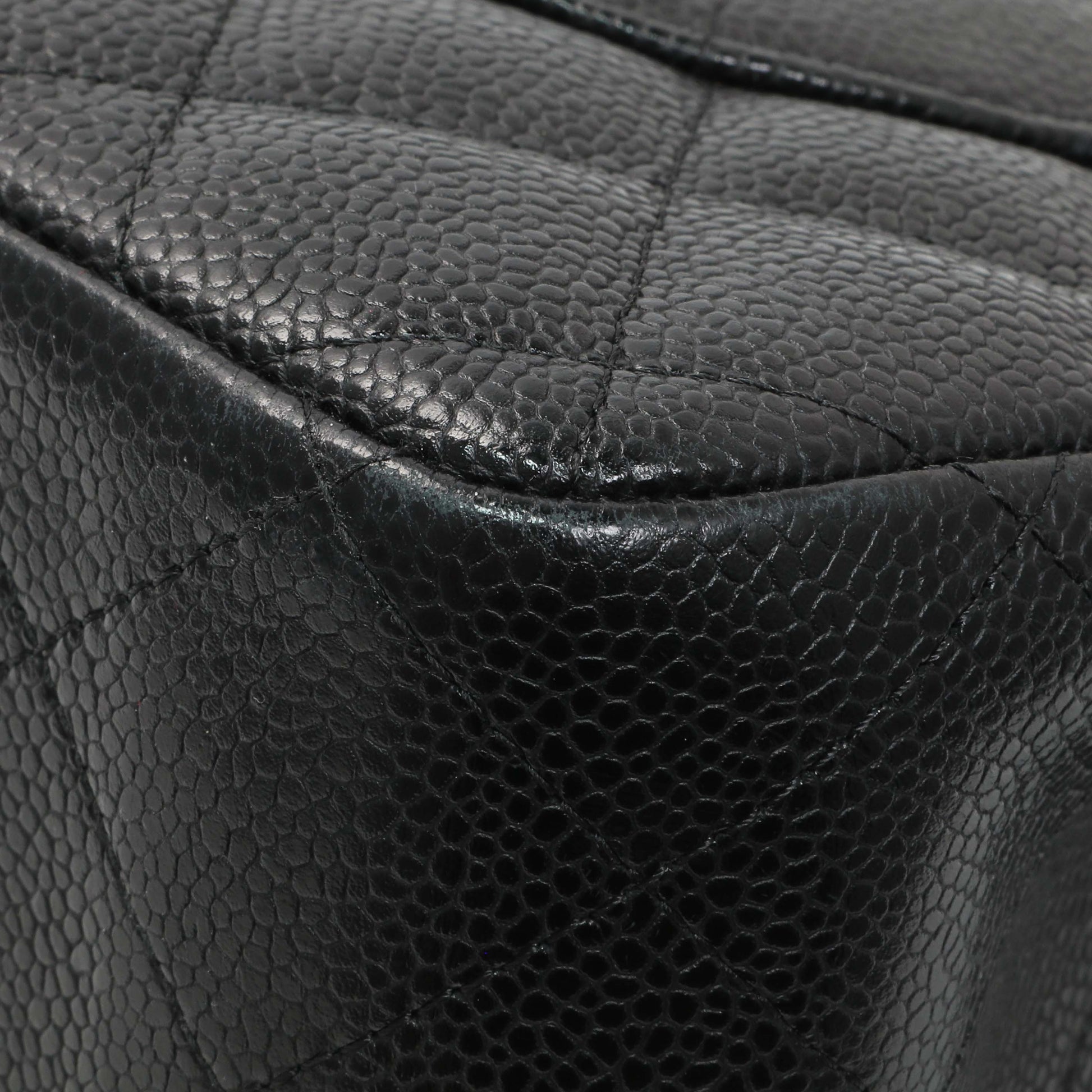 Exclusive Chanel Black Quilted Caviar Jumbo Double Flap — Alternate View 7