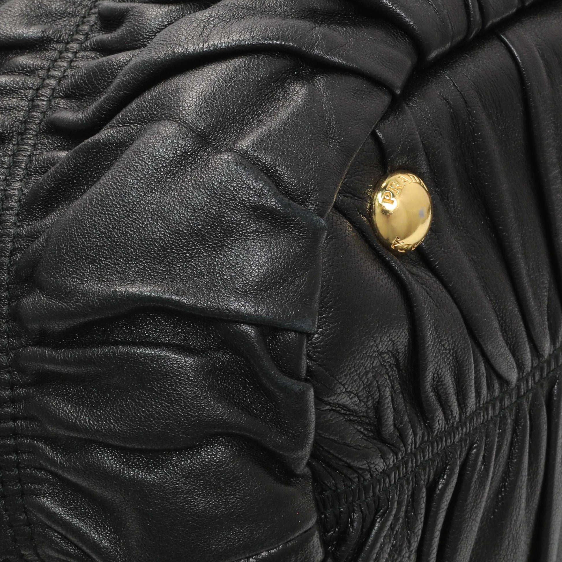 Exclusive Prada Black Nappa Leather Gaufre Tote — Lifestyle View