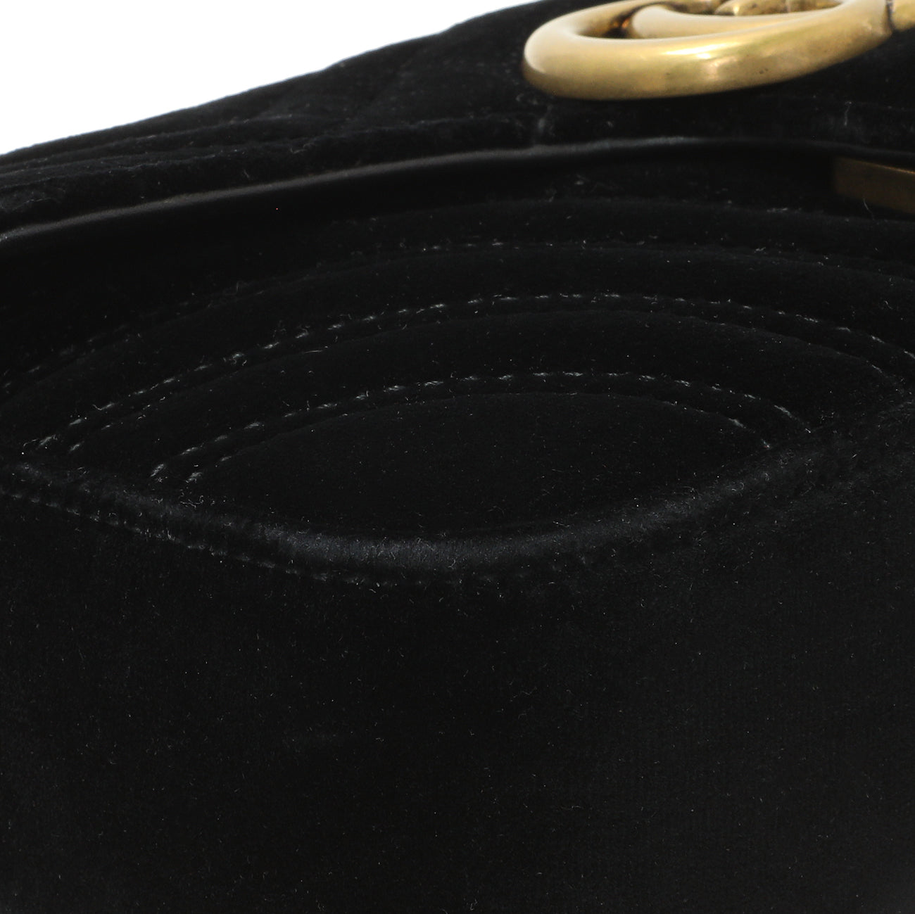 Exclusive Gucci Black Velvet Matelasse Mini GG Marmont Shoulder Bag — Top View