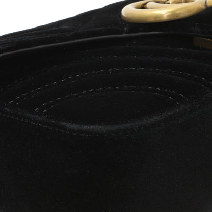 Exclusive Gucci Black Velvet Matelasse Mini GG Marmont Shoulder Bag — Top View
