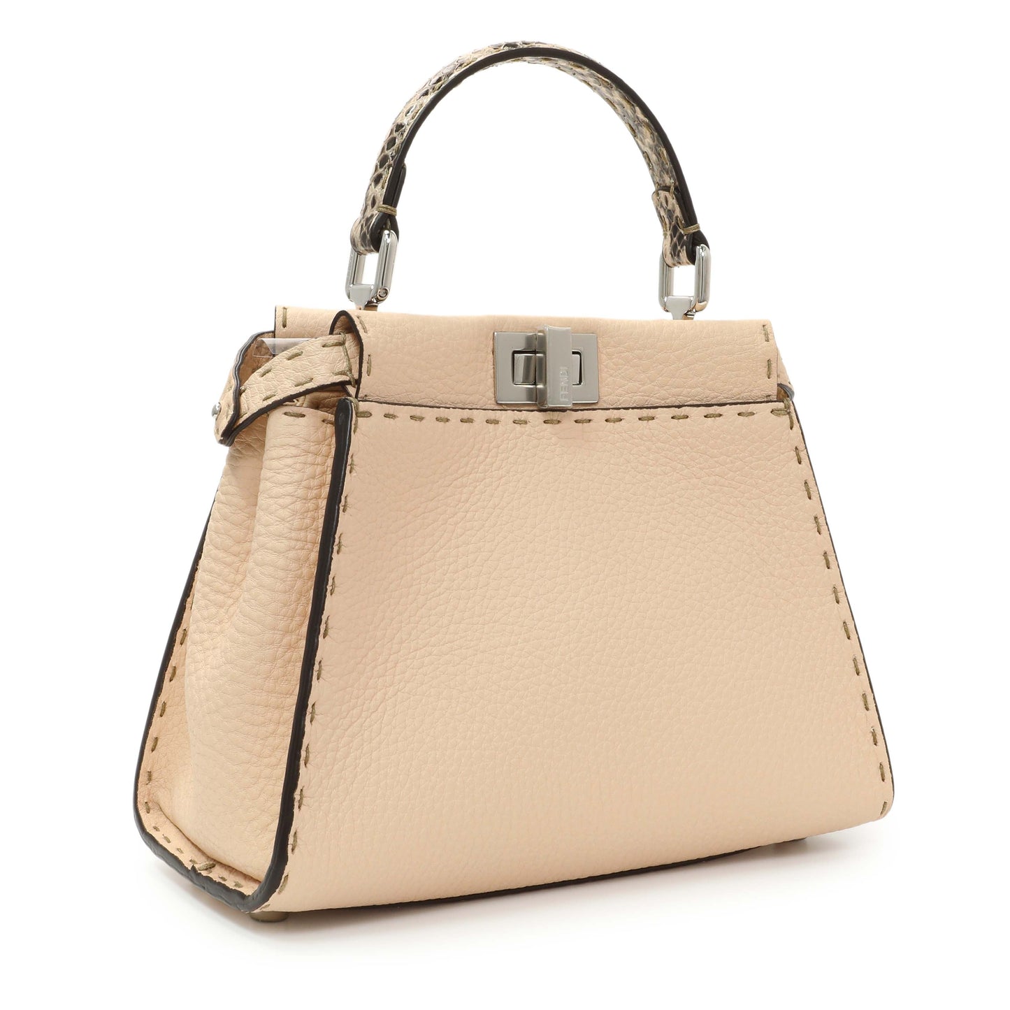Exclusive Fendi Plaster Cuoio Romano Snakeskin Selleria Mini Peekaboo Iconic Satchel — Side View