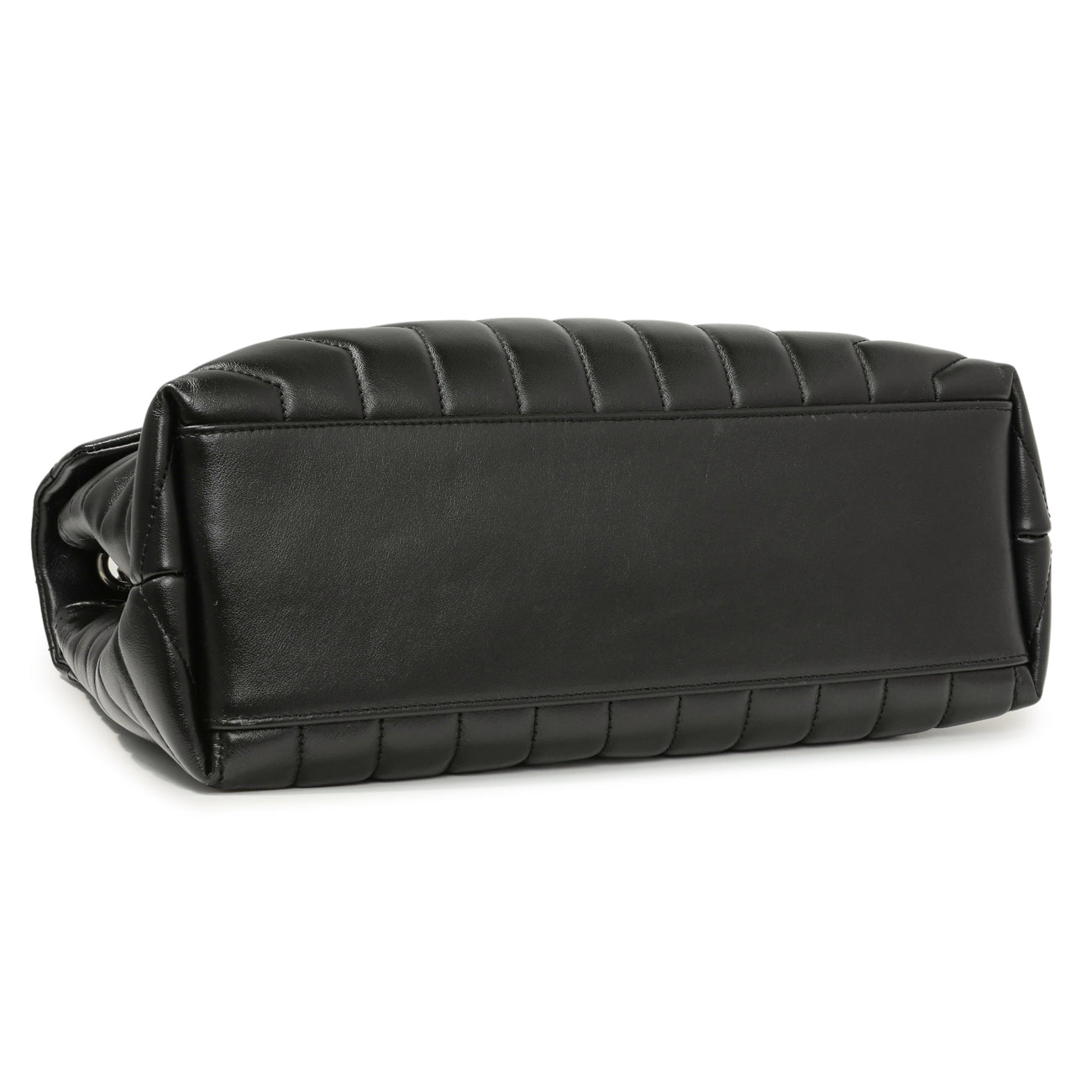 Exclusive Saint Laurent Black Calfskin Y Quilted Monogram Medium Loulou Chain Satchel — Back View