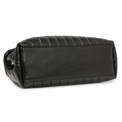 Exclusive Saint Laurent Black Calfskin Y Quilted Monogram Medium Loulou Chain Satchel — Back View