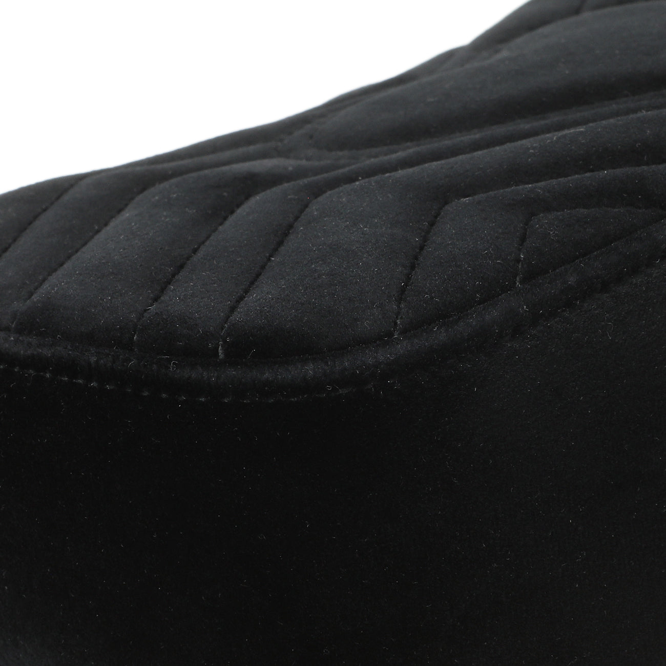 Exclusive Gucci Black Velvet Matelasse Mini GG Marmont Shoulder Bag — Lifestyle View