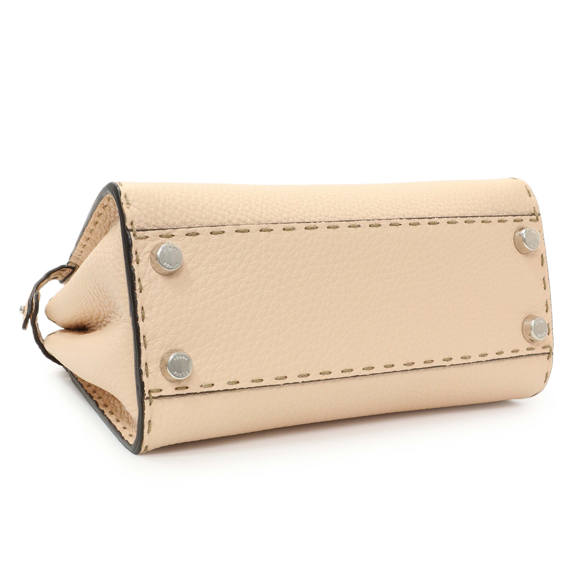 Exclusive Fendi Plaster Cuoio Romano Snakeskin Selleria Mini Peekaboo Iconic Satchel — Back View