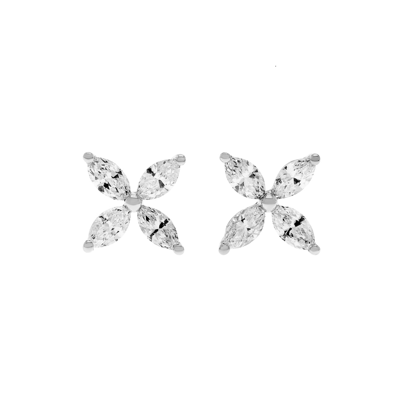 Exclusive 18K White Gold 0.81 Carat Marquis Diamond Earrings — Front View