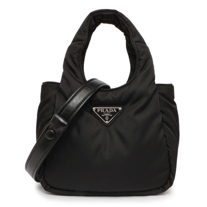 Exclusive Prada Black Re-Nylon Mini Padded Soft Tote — Front View