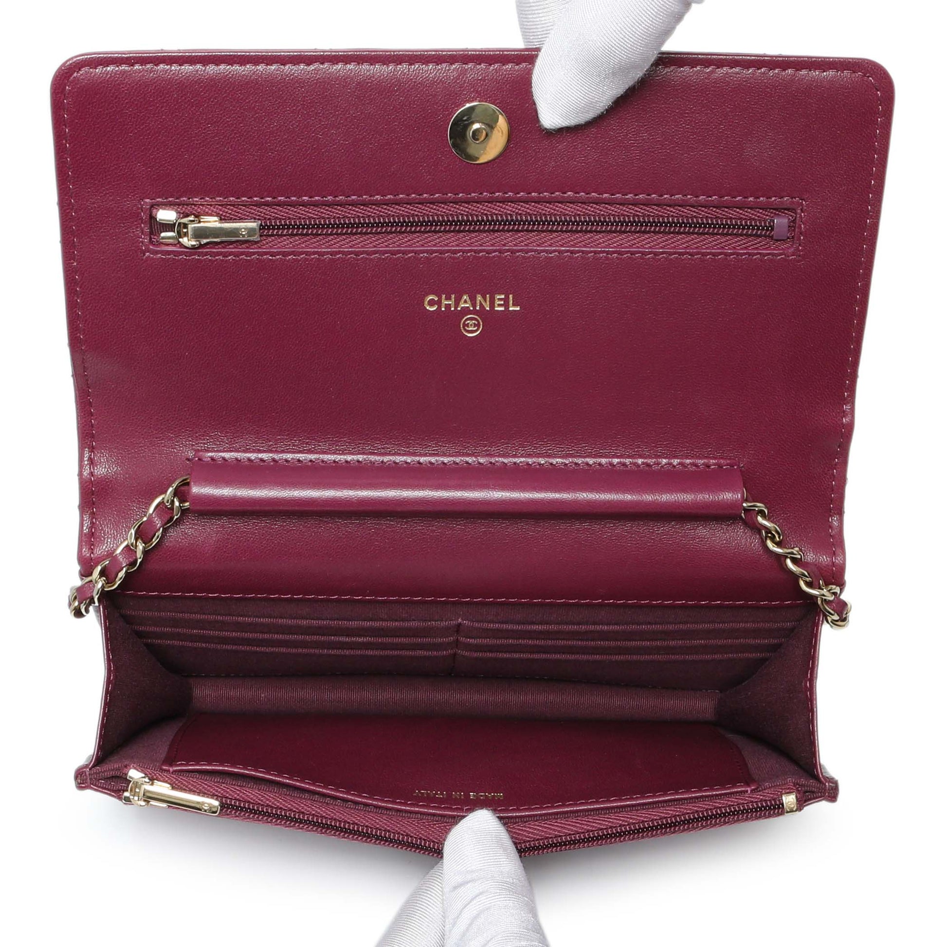 Exclusive Chanel Purple Lambskin Quilted Wallet On Chain — Alternate View 8