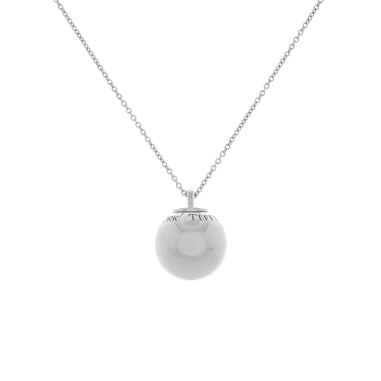 Exclusive Tiffany & Co. Sterling Silver HardWear Ball Pendant Necklace — Front View