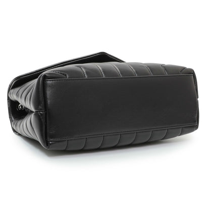 Exclusive Saint Laurent Black Calfskin Y Quilted Monogram Small Loulou Chain Satchel — Back View
