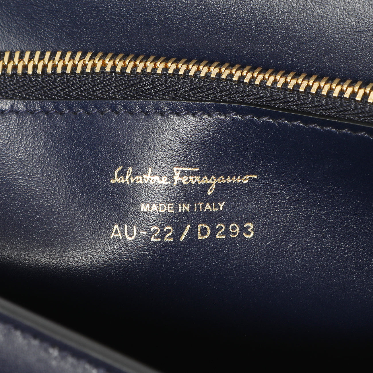 Exclusive Salvatore Ferragamo Navy Calfskin Vela Crossbody Bag — Detail View