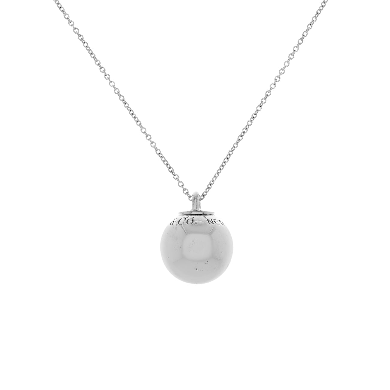 Exclusive Tiffany & Co. Sterling Silver HardWear Ball Pendant Necklace — Side View