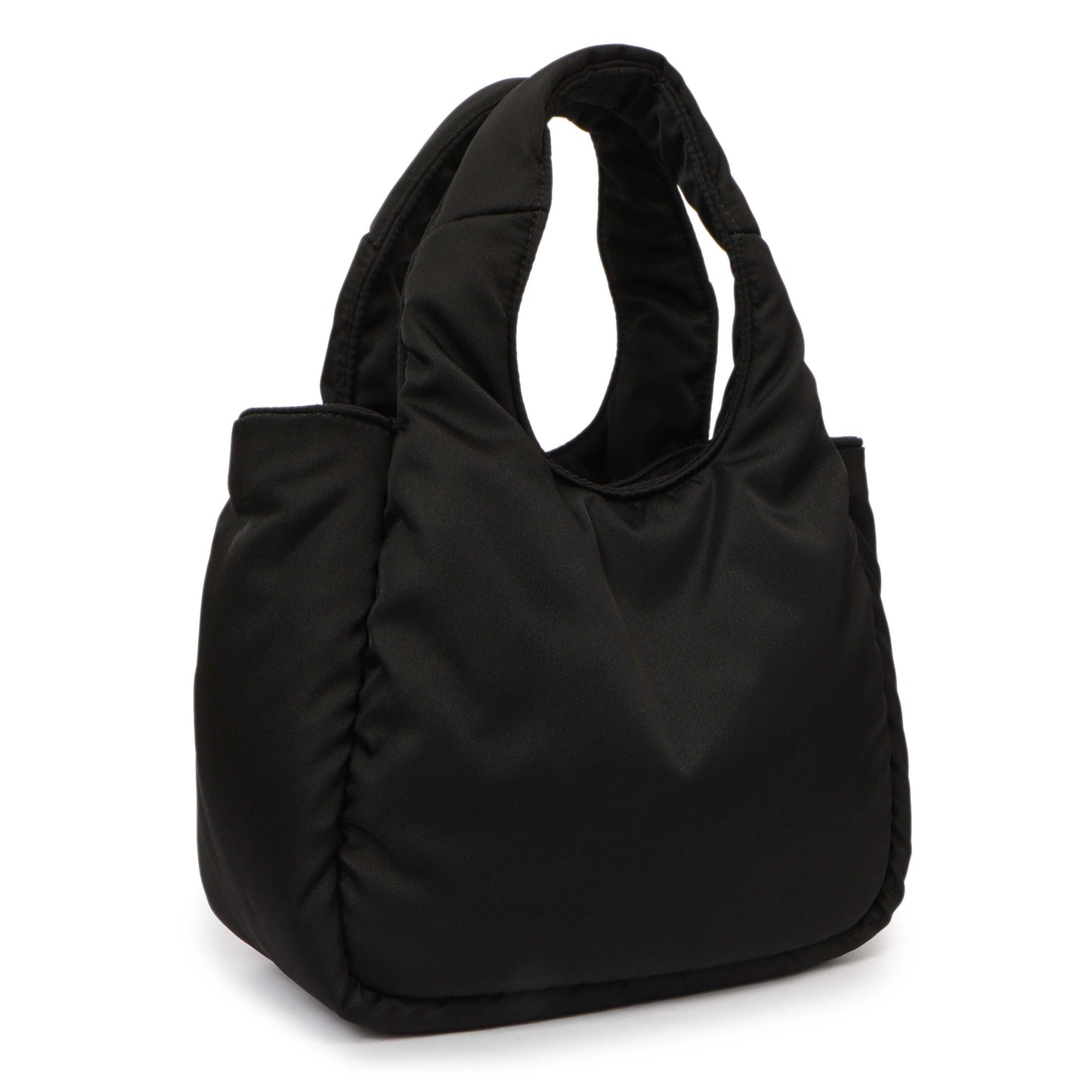 Exclusive Prada Black Re-Nylon Mini Padded Soft Tote — Side View