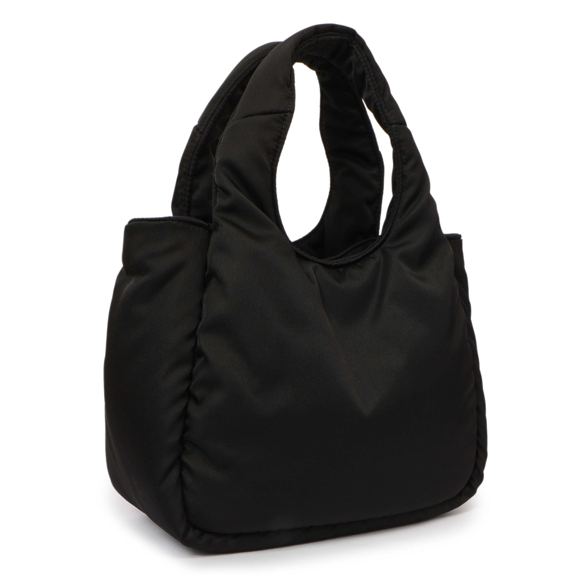 Exclusive Prada Black Re-Nylon Mini Padded Soft Tote — Side View