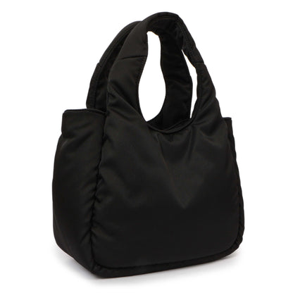 Exclusive Prada Black Re-Nylon Mini Padded Soft Tote — Side View