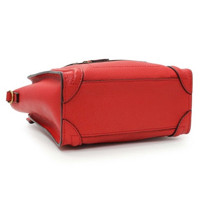 Exclusive Celine Red Drummed Calfskin Nano Luggage — Back View