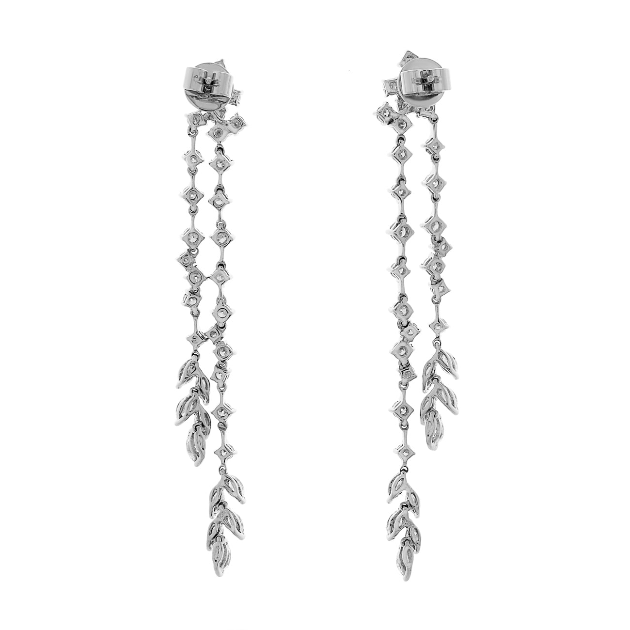 Exclusive 18K White Gold 3.88 Carat Riviere Diamond Earrings — Side View