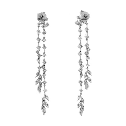 Exclusive 18K White Gold 3.88 Carat Riviere Diamond Earrings — Side View