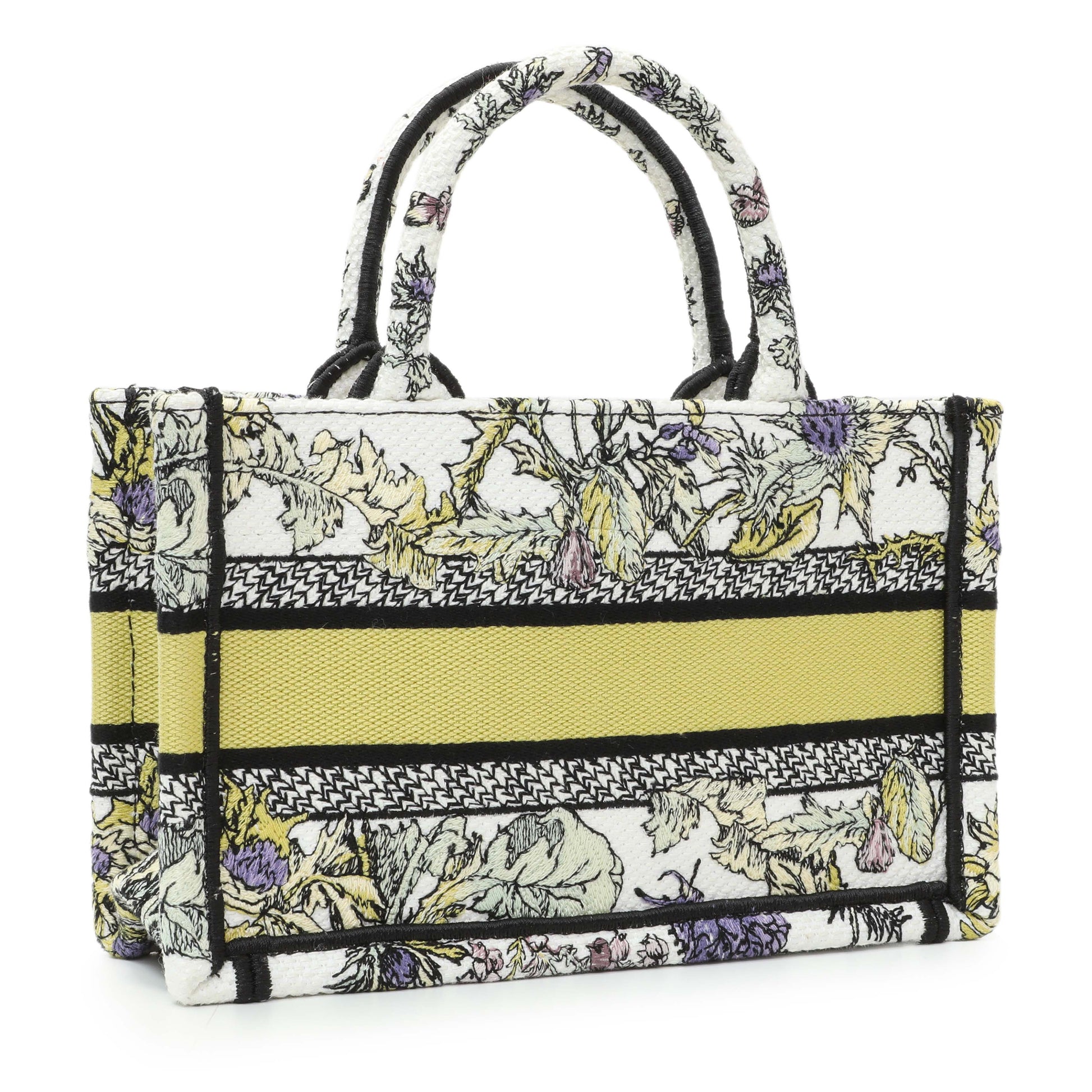 Exclusive Christian Dior Embroidered Canvas Mini Book Tote w/ Strap — Side View