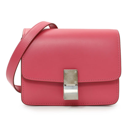 Exclusive Celine Pink Box Calfskin Small Classic Box Flap Bag — Front View